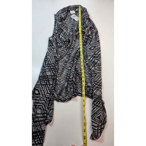 Nwt daytrip Buckle brand semi Sheer open cardigan tunic black white y2k medium - Picture 7 of 7